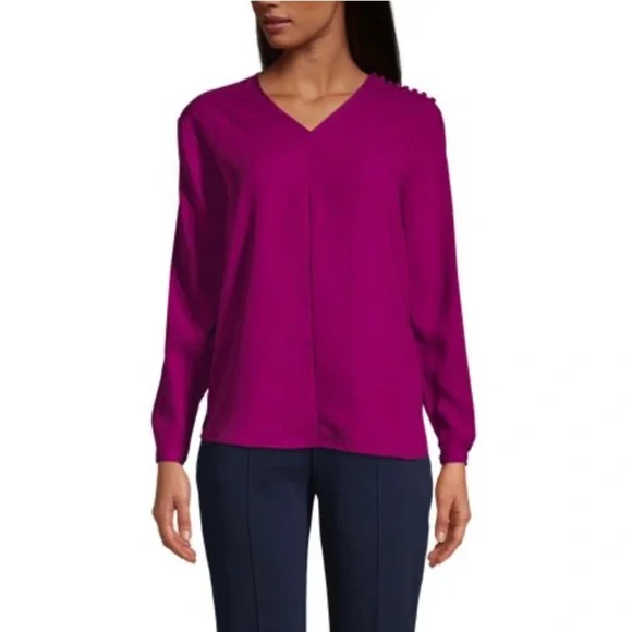 Lands End Magenta Blouse - Picture 2 of 7